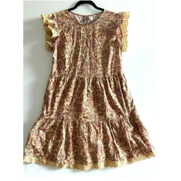 Anthropologie Seen Worn Kept Yellow Floral Dress Size M - Picture 1 of 5